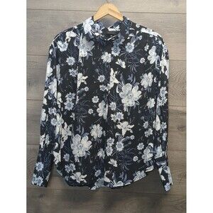 Who What Wear Loose Long Sleeve Floral Button Top Women's Medium